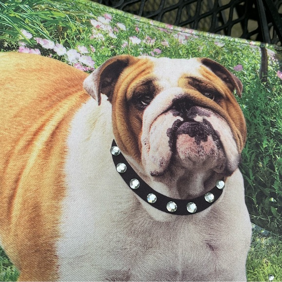 Adorable Bulldog Rhinestone Bling Collar Double Handle Silver Hardware Bag! - Picture 13 of 16